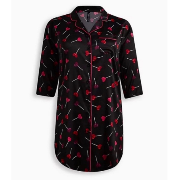 🆕 💕 Heart Lollipop Dream Satin Button Through Sleep Gown 1 1X 14 16 NWT Torrid - Picture 5 of 6